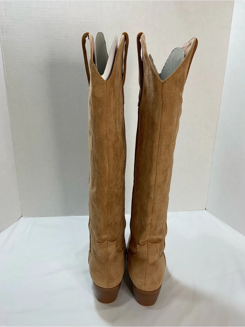 Over-the-Knee Suede Boots in Tan - Women's Fashion Knee High